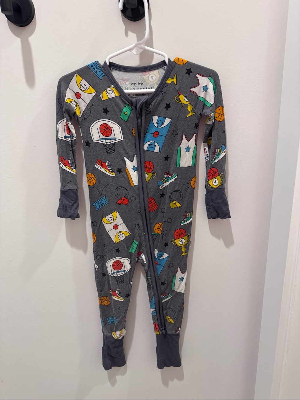 Little Sleepies ‘Hoop Stars’ Basketball Print Zippy One-Piece PJs — 6-12 Months